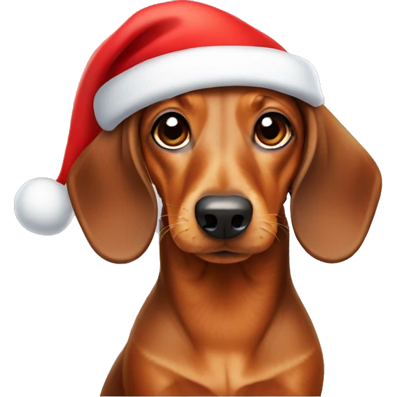 Dachshund in Santa hat emoji