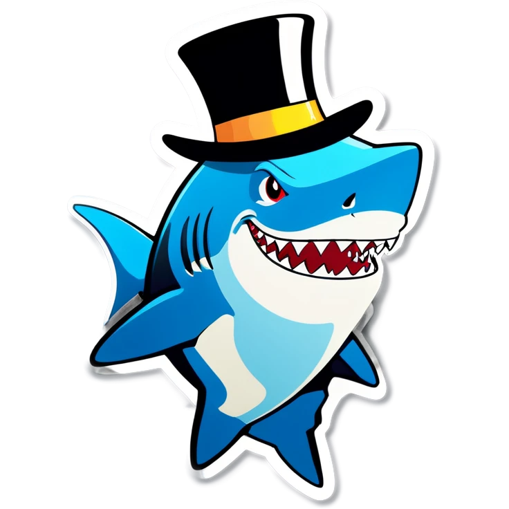 Shark with a top hat emoji