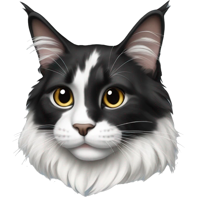 black and white maine coon cat emoji