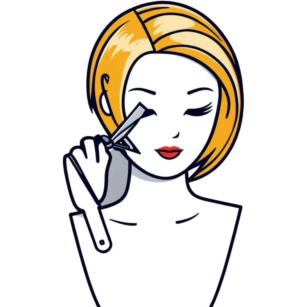 hairdresser demonstrating cutting techniques on mannequin emoji
