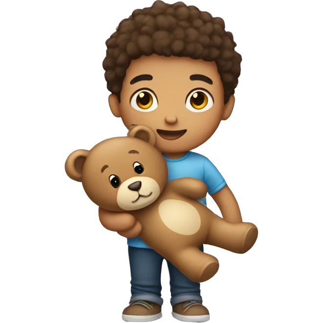 small child boy holding a Teddy bear  emoji