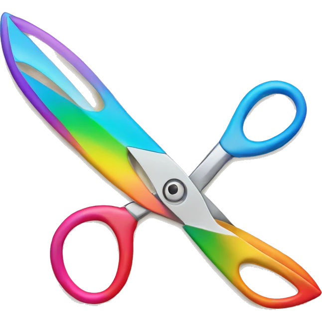 scissors with rainbow emoji