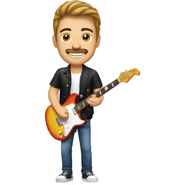 Guitarrista, moreno, guitarra eléctrica emoji