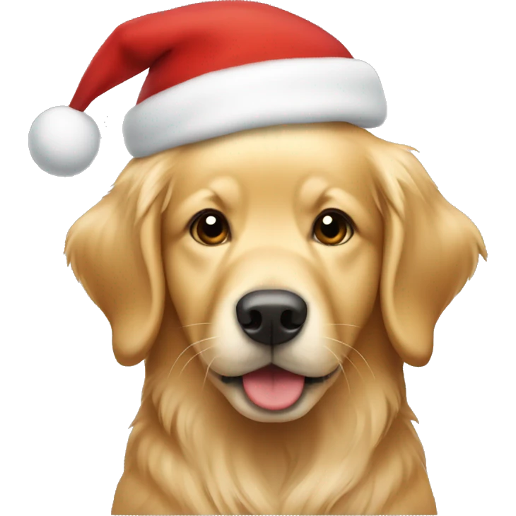 Light Golden retriever in a Christmas hat emoji