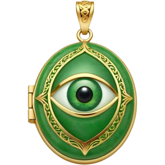 Eye shaped green locket  emoji