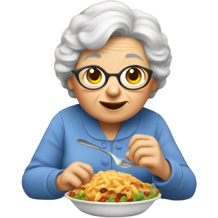 A grandma eating food emoji