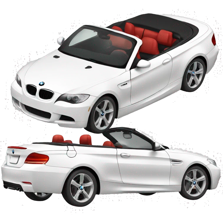 White BMW convertible car with red seats emoji
