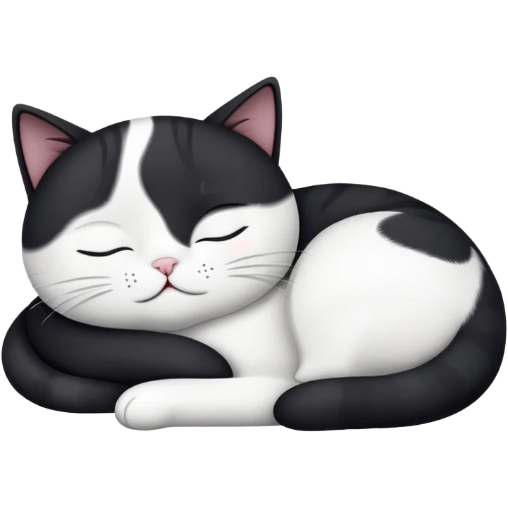 black and white cat with sleepy zzz’s emoji
