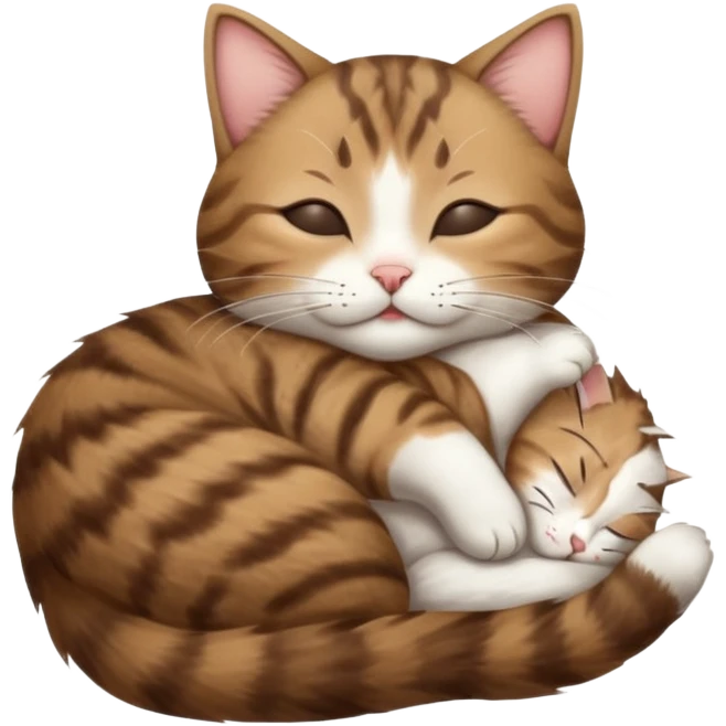 dark brown tabby and white cat upside down with eyes closed emoji