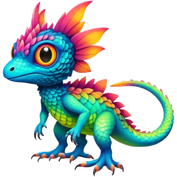 Tropical exotic lush warm-colored neon-colored Fakémon-Trico-creature (full body) emoji