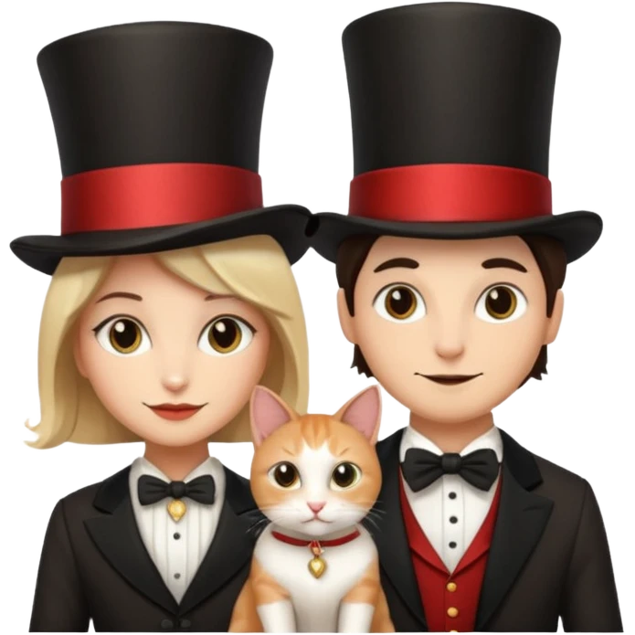 magician couple and their pet cat emoji