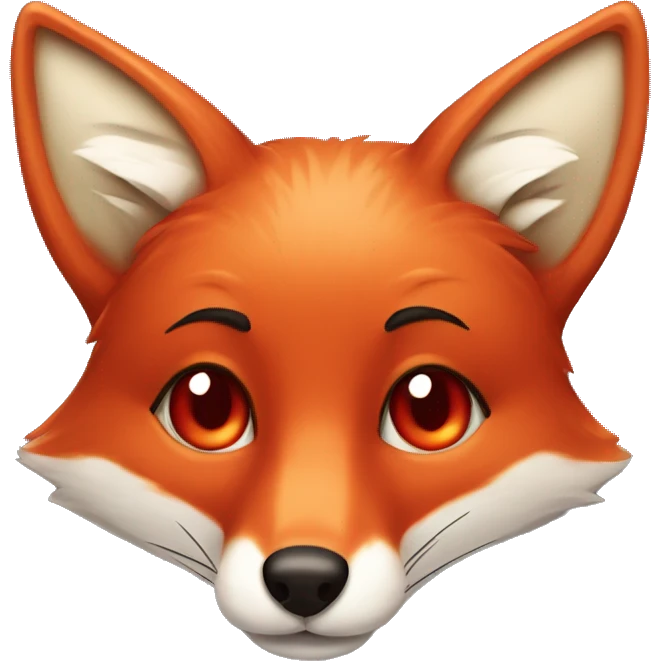 deep lush red fox face with tiny red heart instead of eyes emoji