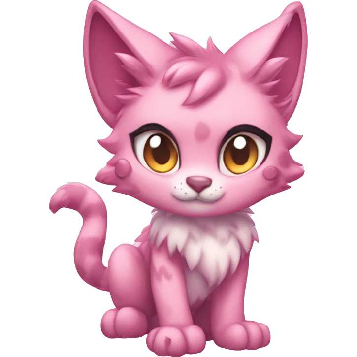 Anthropomorphic Anthro Pastel Pink Sona Lynx-Fakémon Furry Full Body emoji