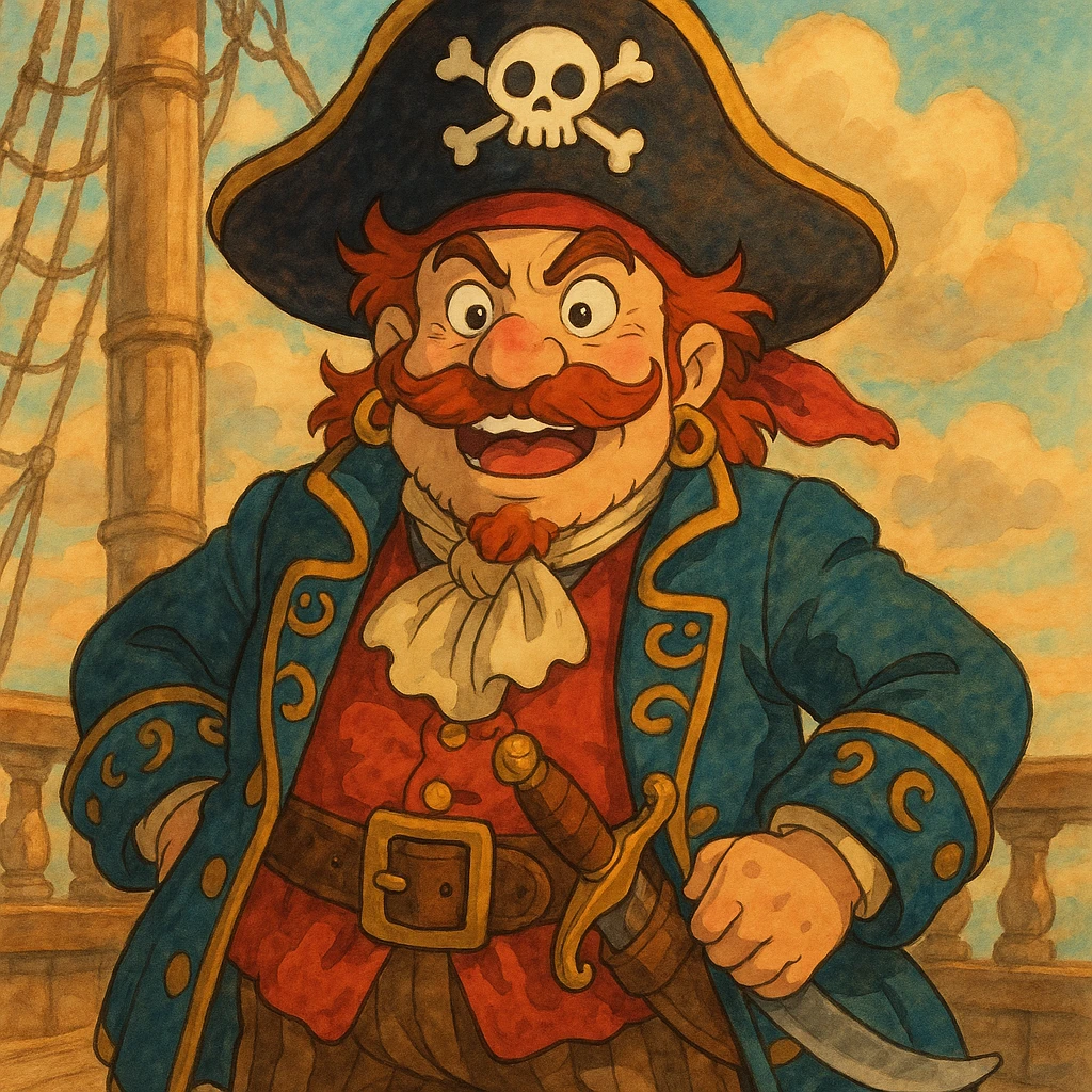 pirate character, detailed, ghibli style emoji