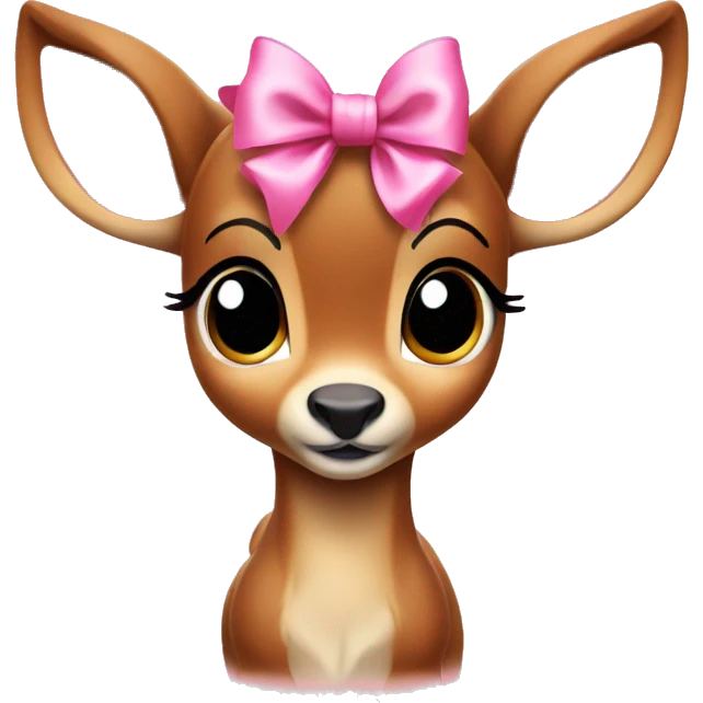 Cute bambi with pink bow emoji