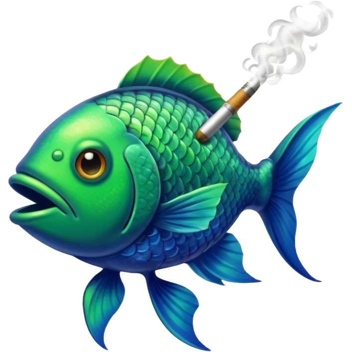 Fish smoking a huge blunt emoji