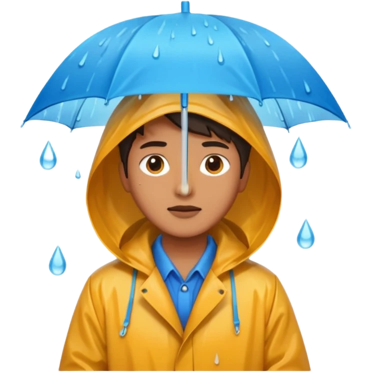 یک ادم در کشتی است و باران می اید emoji