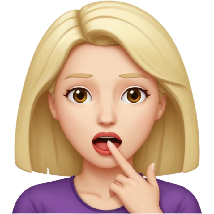 Femme, bouche ouverte, tête légèrement penchée en arrière. Main contre le front de façon dramatique  emoji