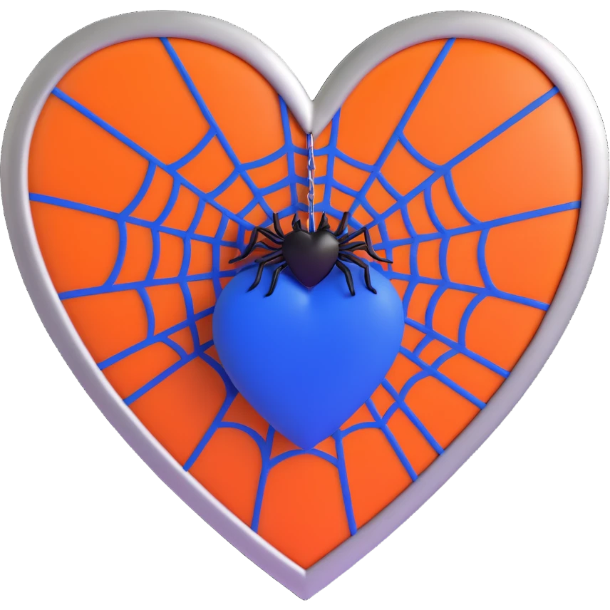 gothic heart, royal blue velvet, silver spiderweb overlay, dramatic and elegant emoji