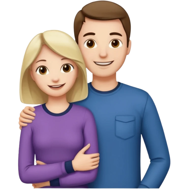 A woman holding the middle of a man's crotch while they are standing together happily emoji