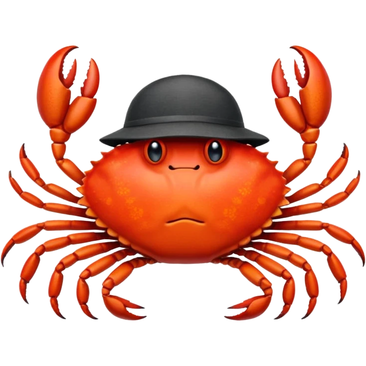 a crab with a hat with written "carbonfact" on it emoji