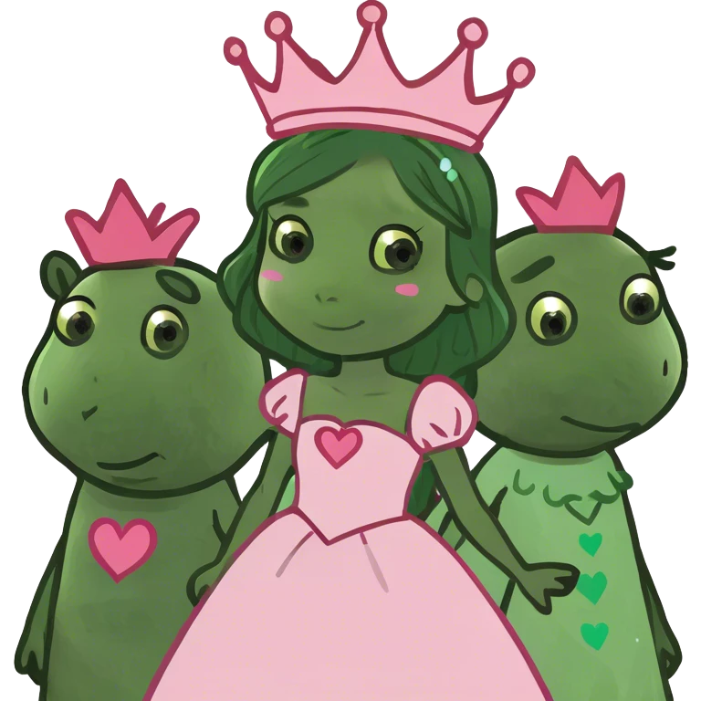 Princess with pink hearts and pink boys around her emoji