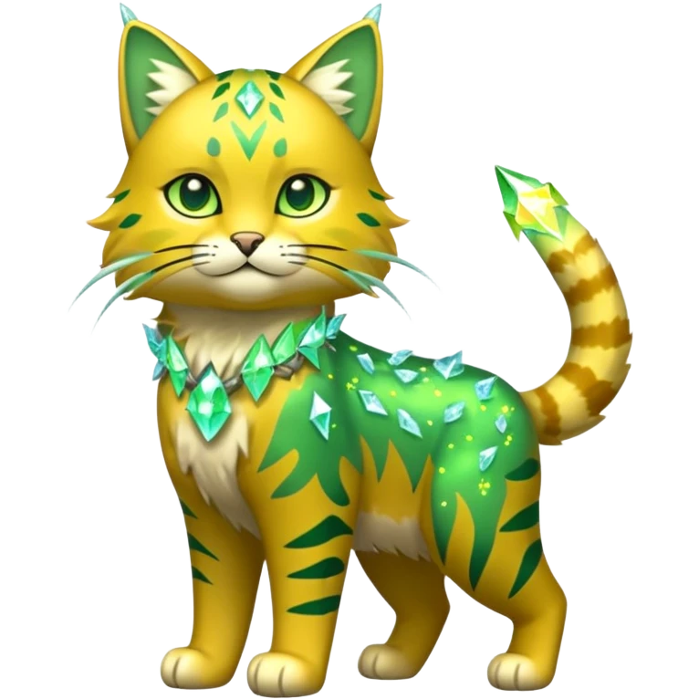Green and Yellow Electrike-Sprigatito-Bobcat-Amaura-Aurorus-Shiny-glorp-cat-fusion (full body) emoji