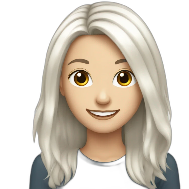 smiling white girl long dark hair emoji