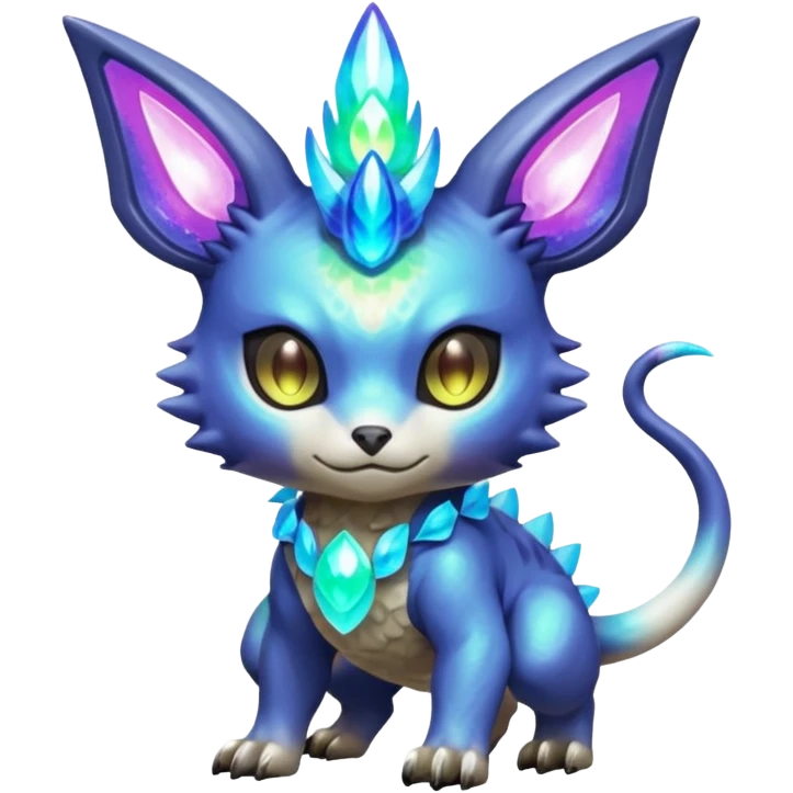 Shiny Colorful Horned Vernid-Trico-Peppercat-Protogen-Pokémon-Digimon-Fakémon-fusion-hybrid-creature emoji