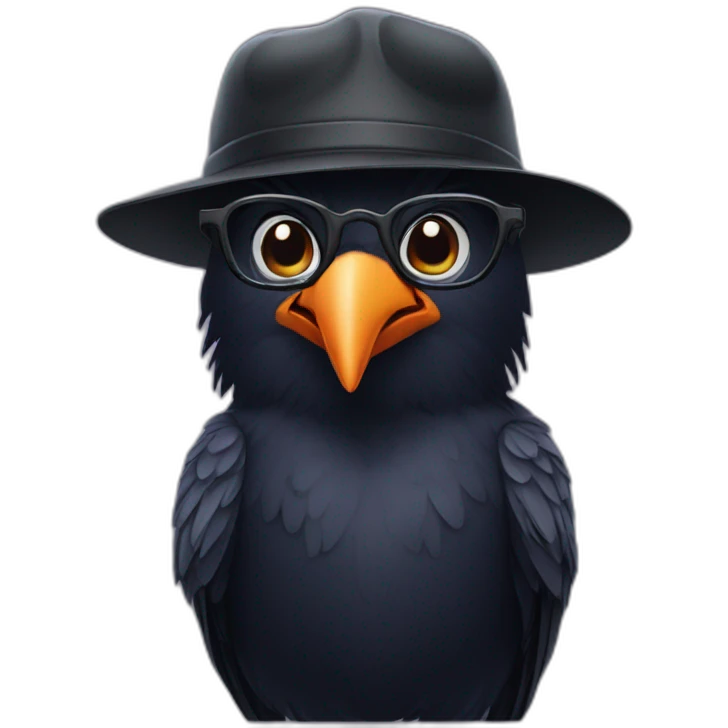 Crow with glasses and blackbaseball hat emoji