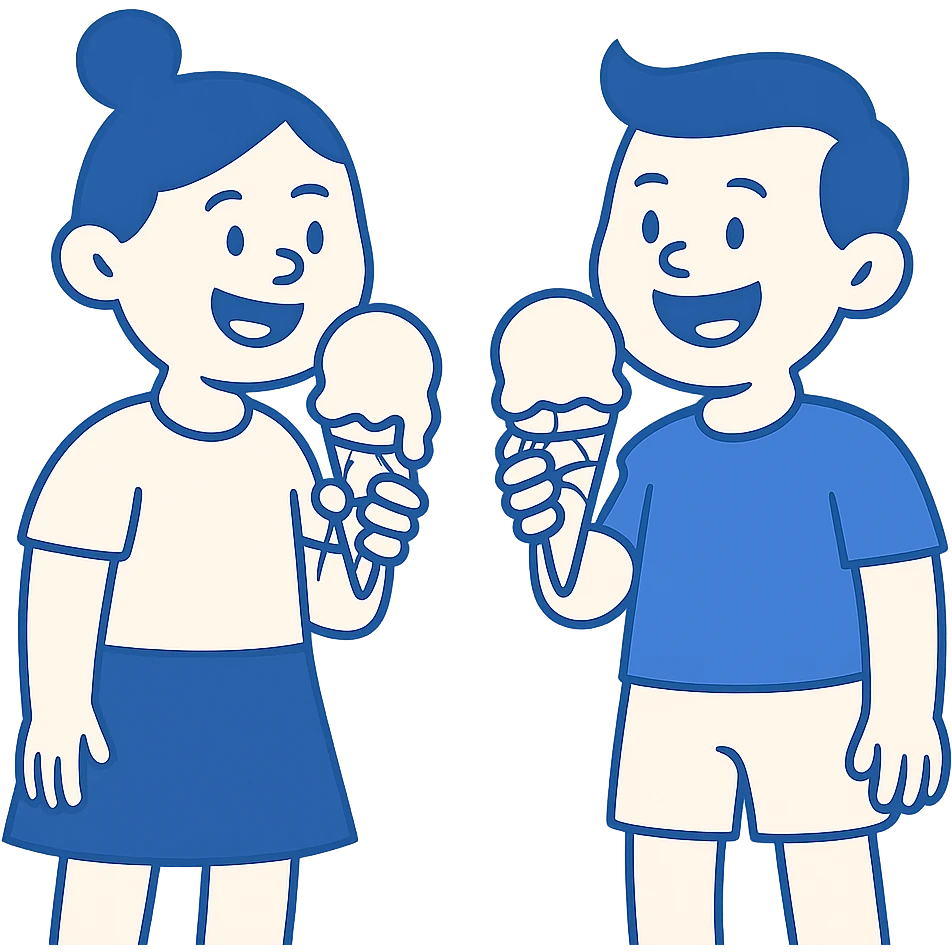 happy children with melting ice cream cones emoji