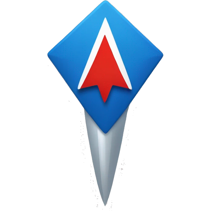 a Square rocket blue wit a Red triangle on head and White hand emoji