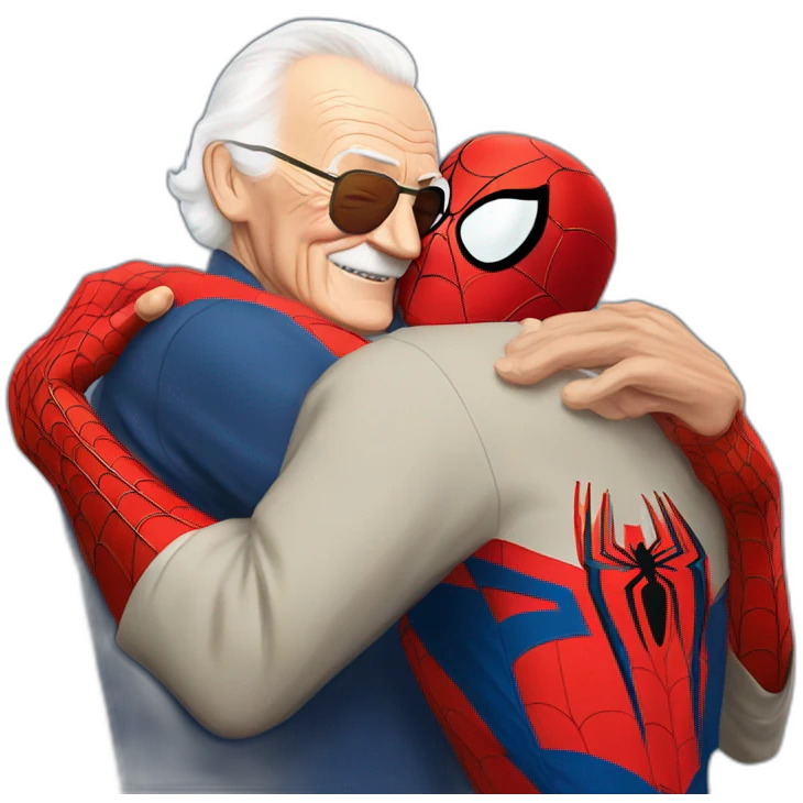 Spider-Man hugs Stan Lee emoji