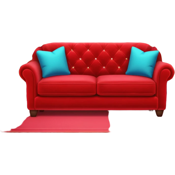 red velvet couch, mic in front, houseplants in back, and a neon sign saying "karaoke", and NO PEOPLE IN IT emoji