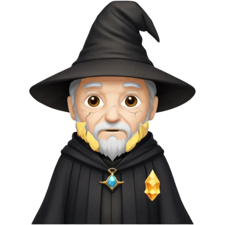 old wizard with cracked skin black robe and wizard hat  emoji