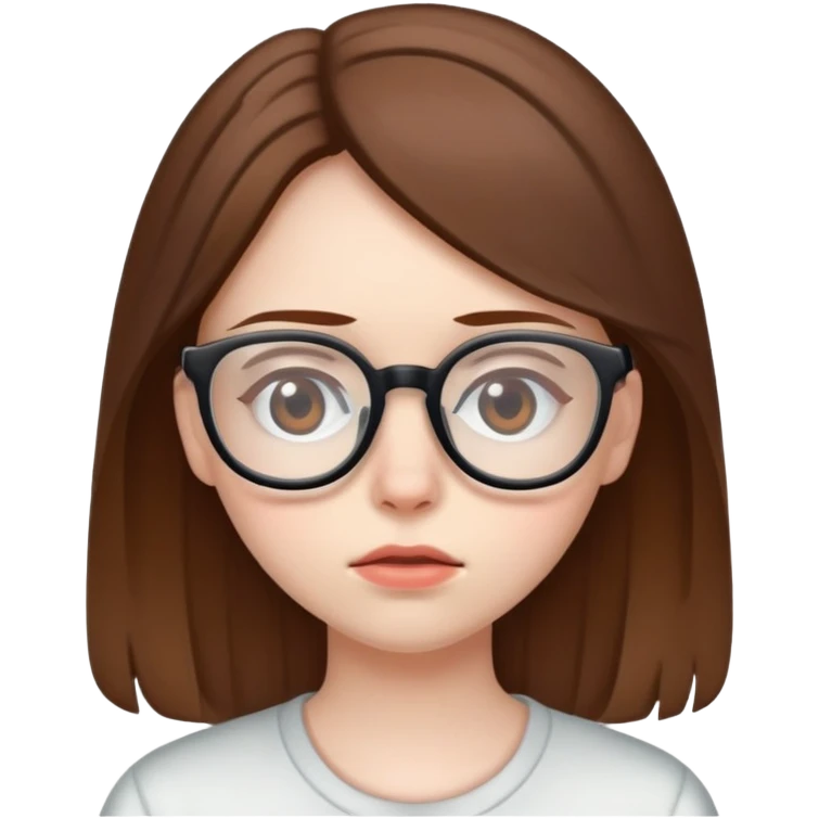 Sick girl with brown hair and glasses emoji