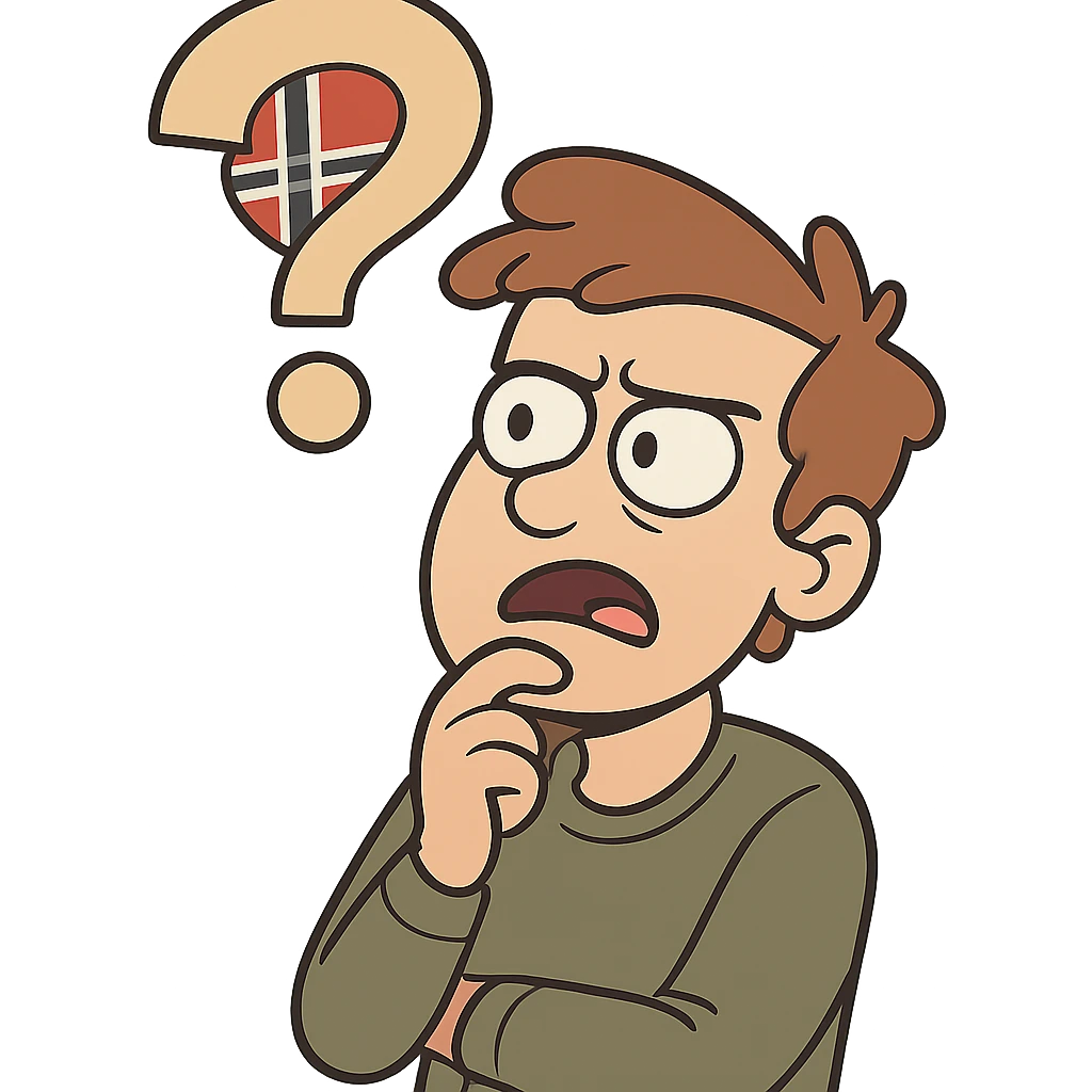 flat toon style question mark with Norwegian flag inside emoji