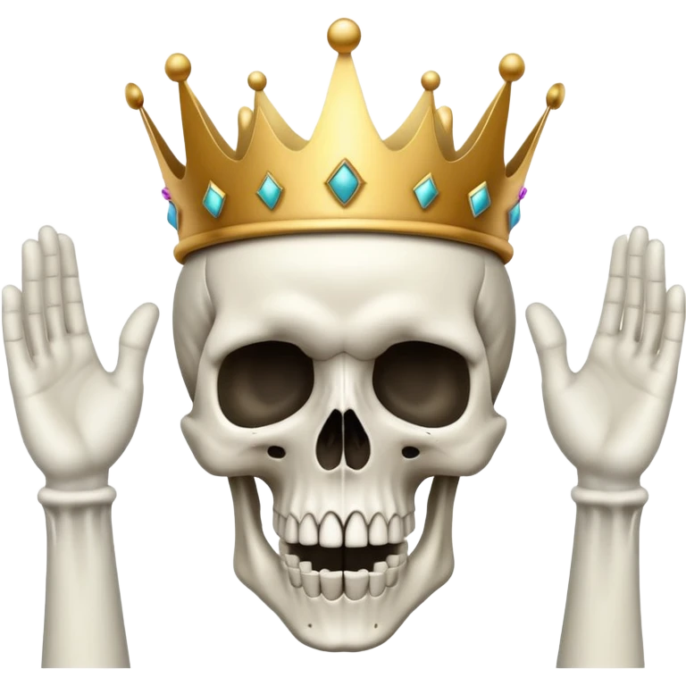 shocked skull with crown, hands raised to head in disbelief emoji