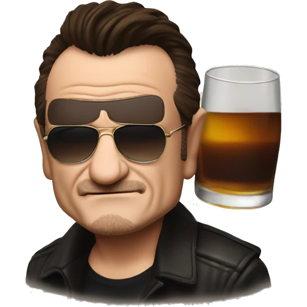 Bono drinking whiskey emoji
