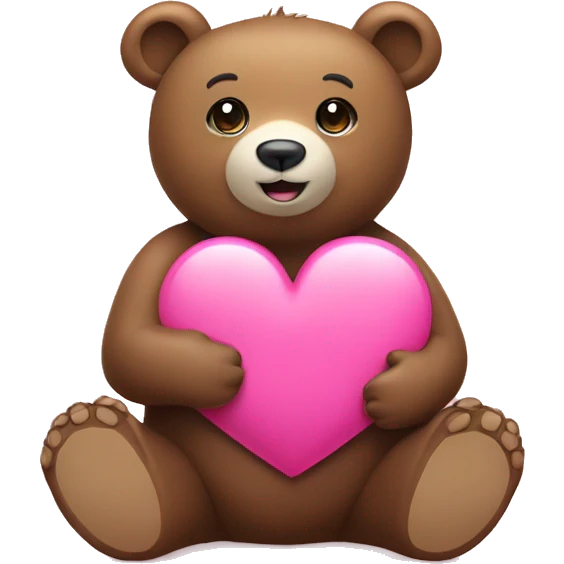 Bear sitting next to a pink heart emoji