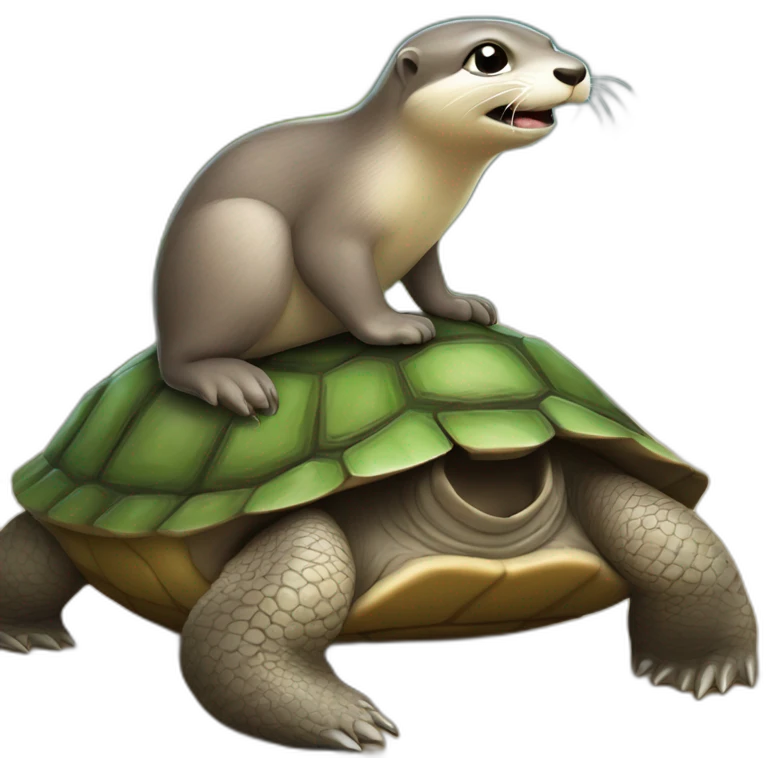 Chat sur une loutre sur une tortue emoji