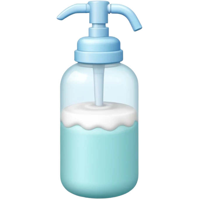 cute toy foam pump bottle object icon, pastel colors, rounded plastic bottle, thick foam on top, 3D cartoon, mobile game icon style, clean background, no text, no watermark emoji