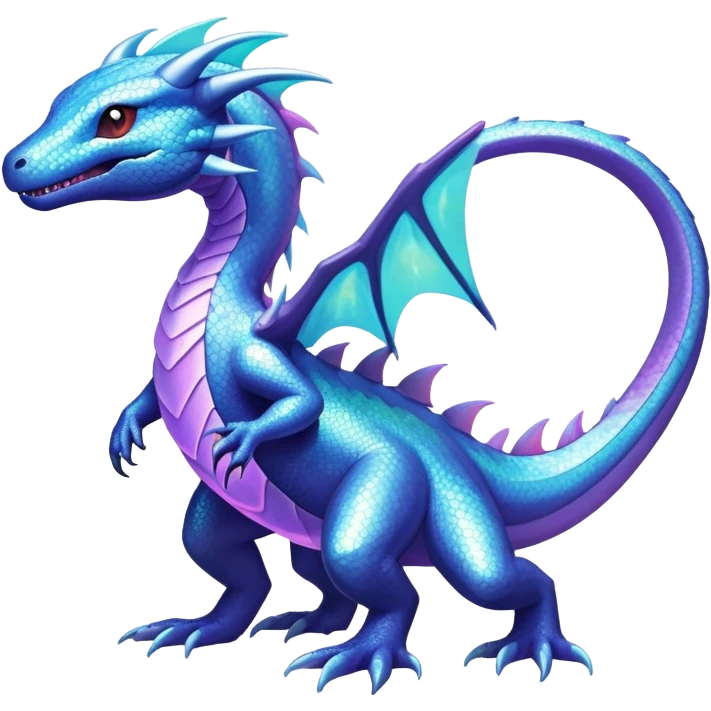 Iridescent crystalic Shiny pastel Salandit-Aurorus-Salazzle-Dragonair-Fakémon-hybrid-creature (full body)  emoji