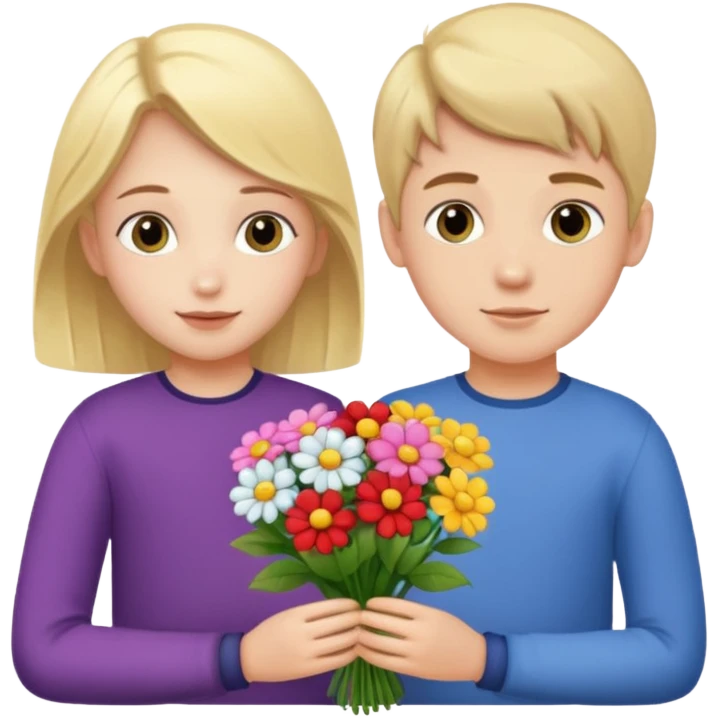 Boy namned Edvin holds flowers and gives it to Linnea emoji