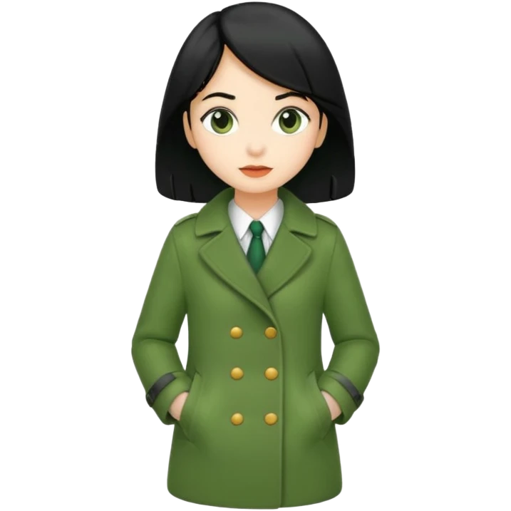 green coat black haired girl  emoji