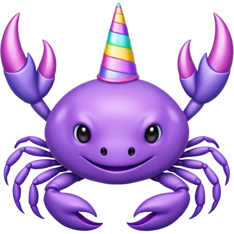 a cute purple crab with a unicorn horn. the crab shouldn't have a face emoji