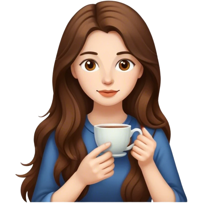 A long brown haired woman teac emoji