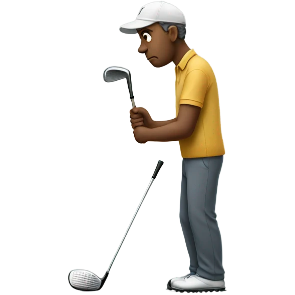 Sad guy holding golf clubs emoji