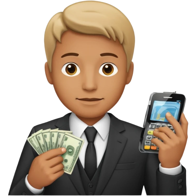 Mafia holding money and phone emoji