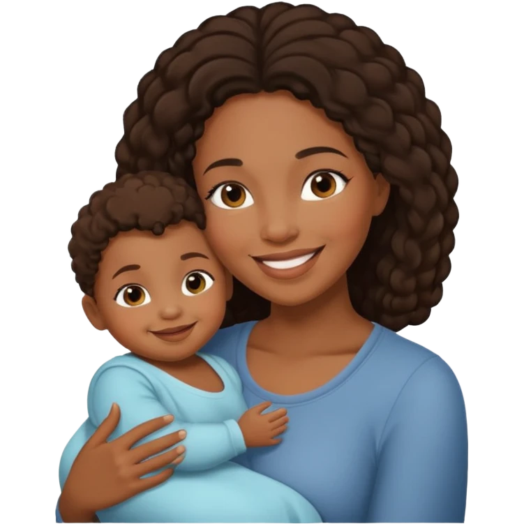 a black mother and her baby emoji